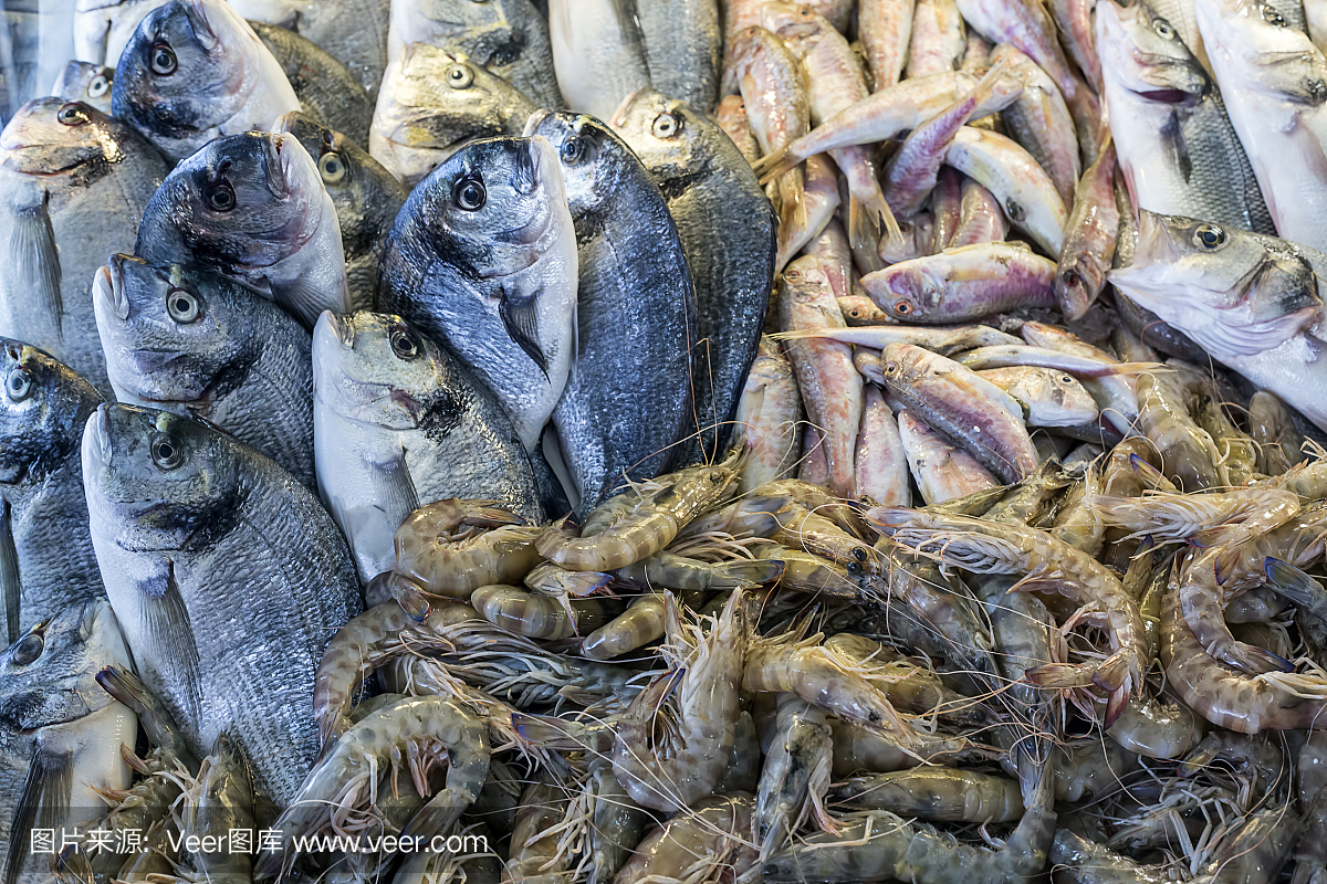 生魚市場。海鮮健康魚市場。